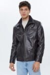 Antonio Brown Fur Collar Leather Jacket For Men