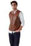 Luxury Brown Leather Vest For Men