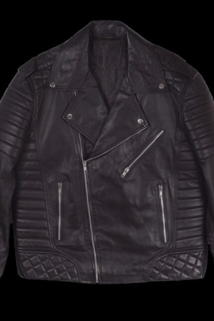 Black Quilted Men Leather Jacket