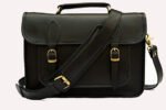 Executive Black Leather Laptop Briefcase Work Bag