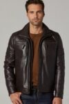 Ebony Brown Leather Jacket for Men