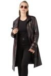 Frances Long Brown Leather Coat For Women