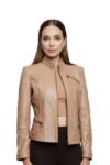 Leona Fossil Tan Leather Jacket For Women
