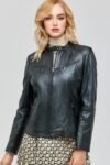 Eleanor Cafe Racer Black Leather Jacket For Women
