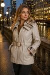 Ivory Monterosa Luxe Belted Fur Collar Women’s Leather Jacket