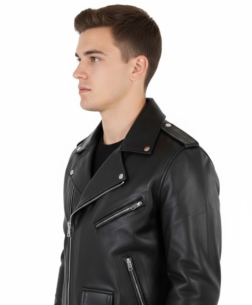 Cross-Zip Leather Outerwear