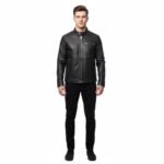 Men's Black Slim Fit Cafe Racer Leather Jacket