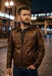 Urban Forge Classic Brown Leather Rider Jacket