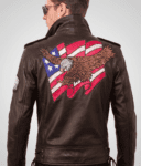 American Eagle Patriotic Brando Brown Leather Jacket for Men
