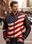Star Spangled Banner Leather Bomber Jacket