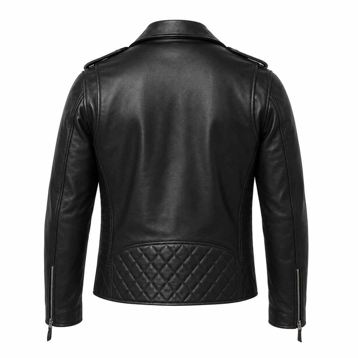 Quilted Brando Biker Jacket Back Studio