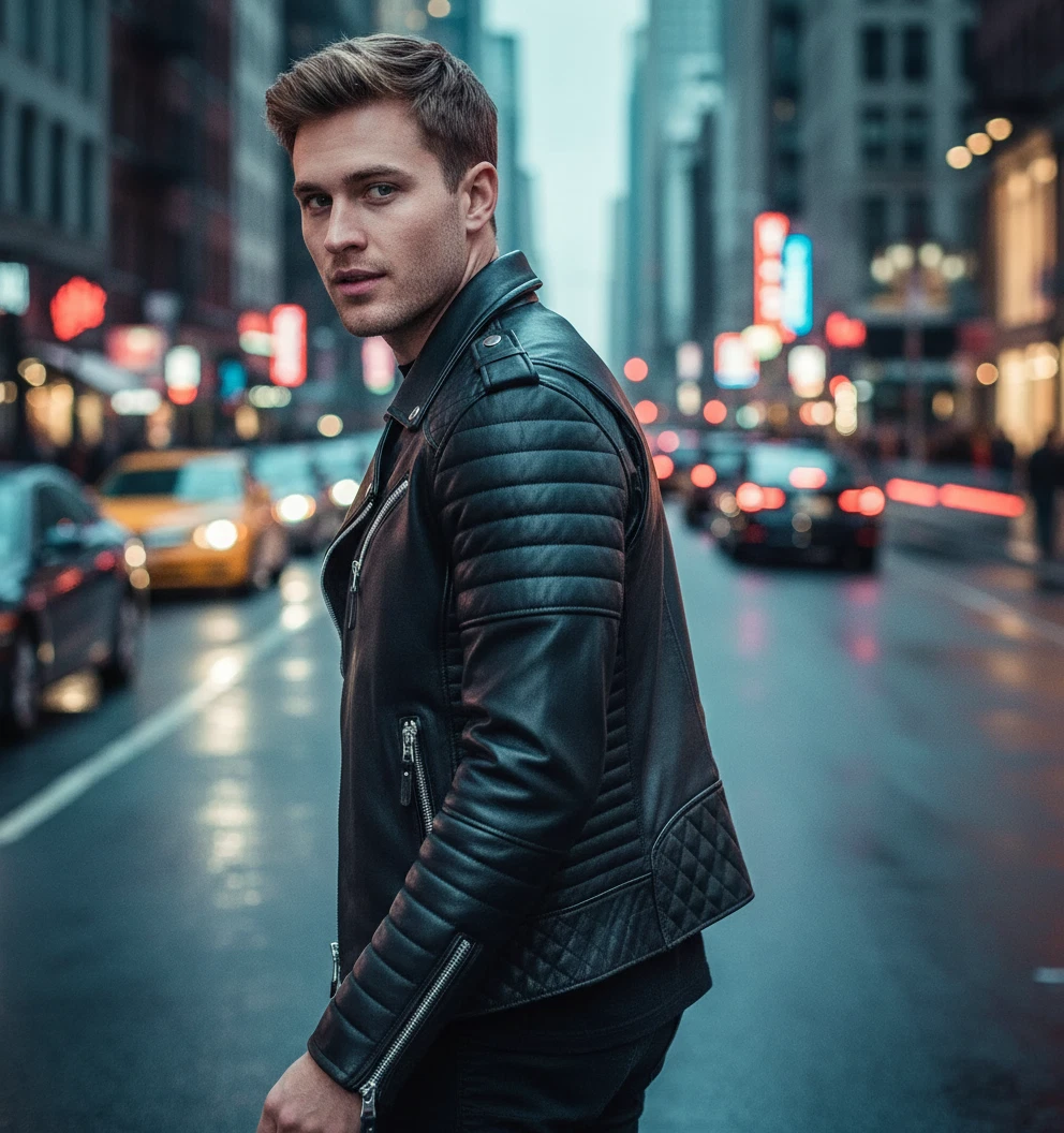 Quilted Brando Biker Jacket Side