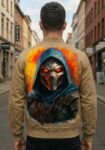 Cipher Hand-Painted Premium Leather Bomber Jacket