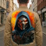 Cipher Hand-Painted Premium Leather Bomber Jacket