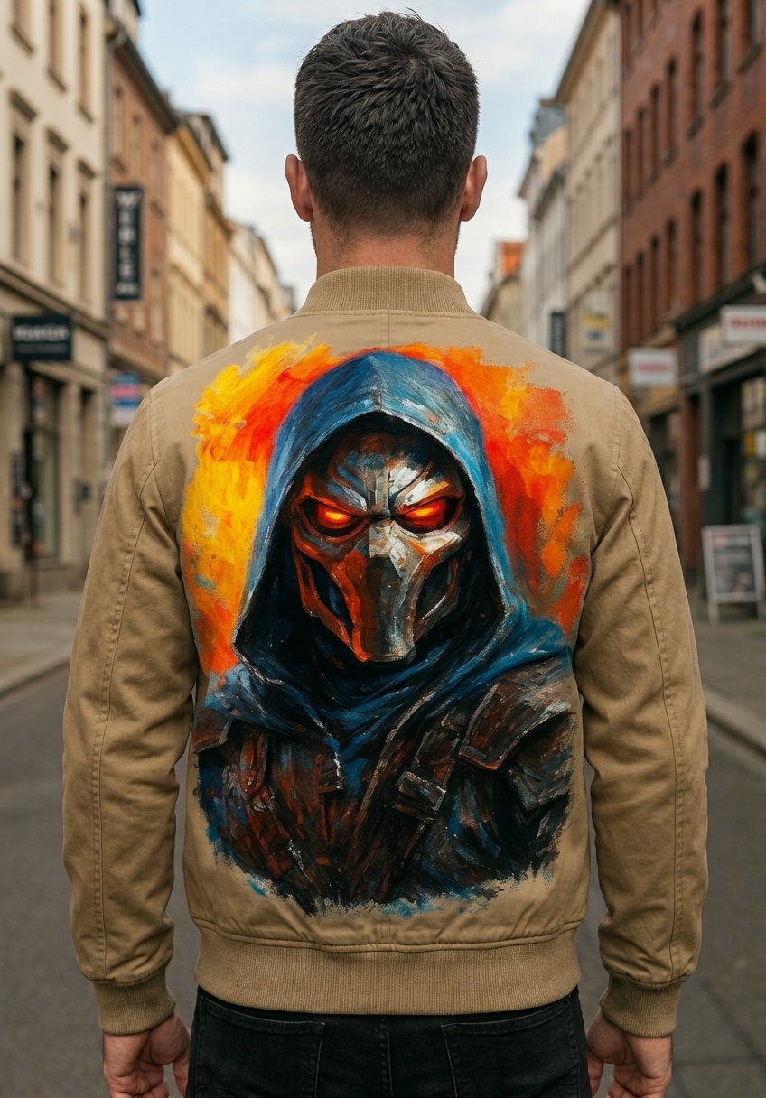hand painted masked man back