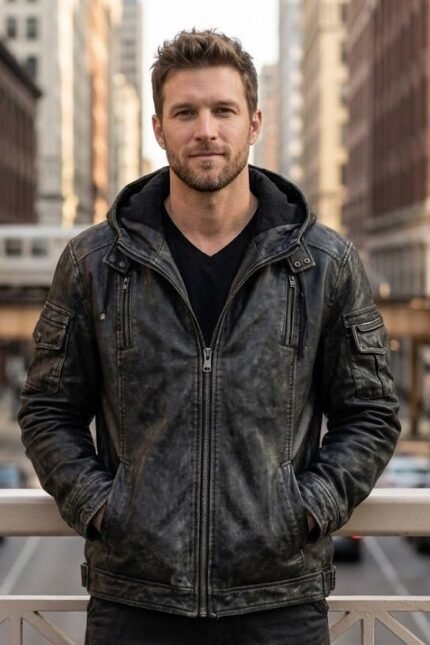 Men's Midnight Chaos Studded Leather Biker Jacket