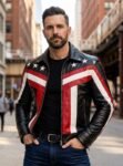 Patriot Star-Spangled Biker Leather Jacket