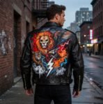 Leo Hand-Painted Premium Leather Bomber Jacket