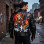 Leo Hand-Painted Premium Leather Bomber Jacket