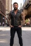 Men's Obsidian Chaos Studded Leather Biker Jacket