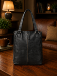 Premium Black Genuine Leather Backpack Purse – Convertible Shoulder Tote Bag