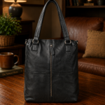 Premium Black Genuine Leather Backpack Purse – Convertible Shoulder Tote Bag