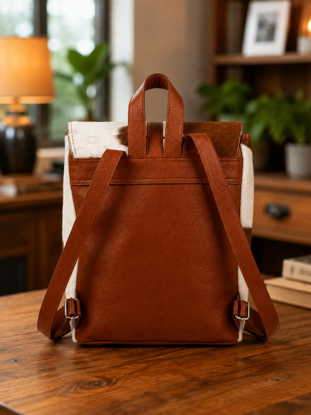 Cowhide Hair On Hide Leather Backpack Back Table