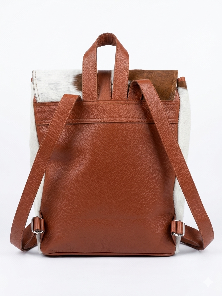 Cowhide Hair On Hide Leather Backpack Back