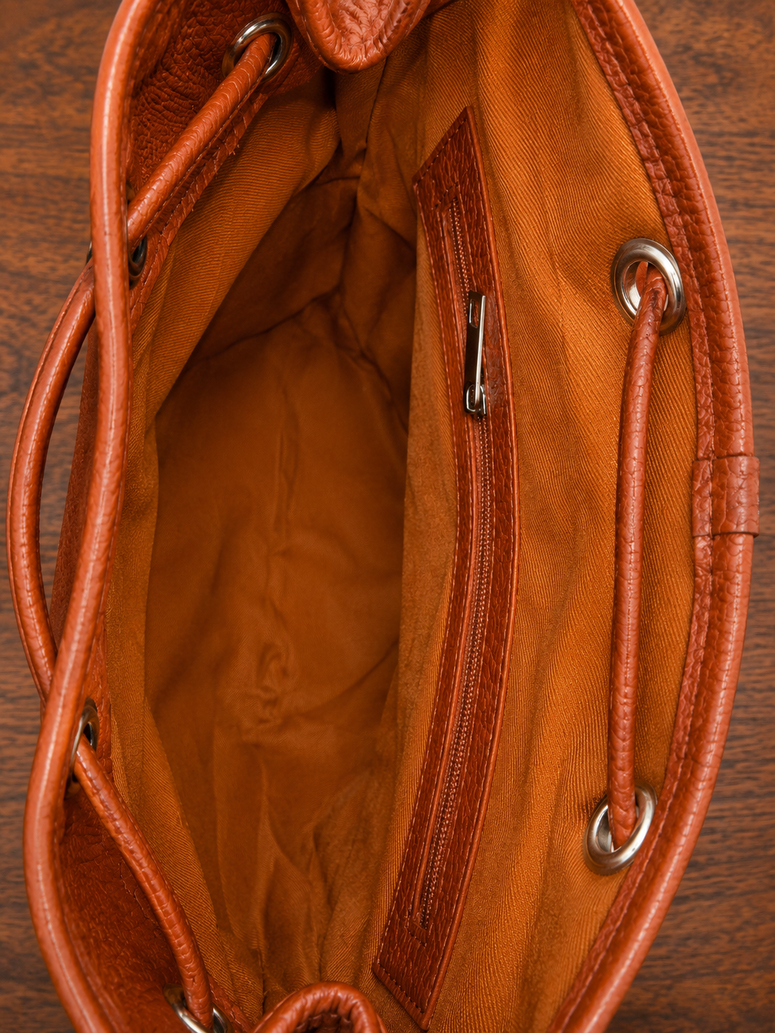 Cowhide Hair On Hide Leather Backpack Inside