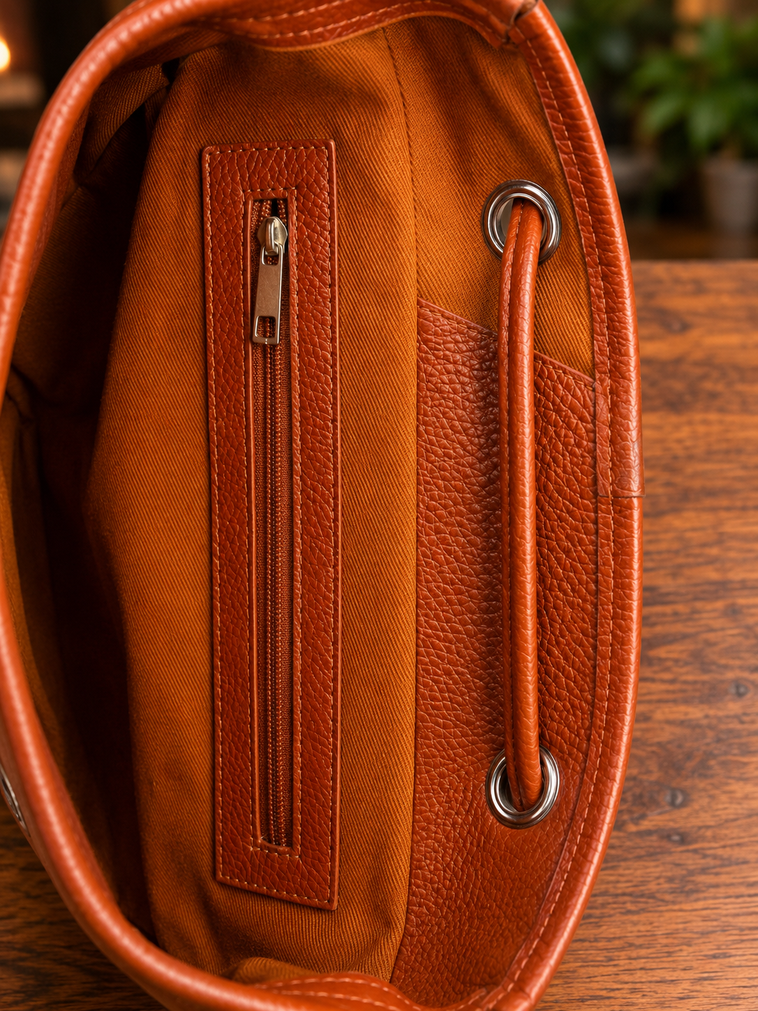 Cowhide Hair On Hide Leather Backpack inside2