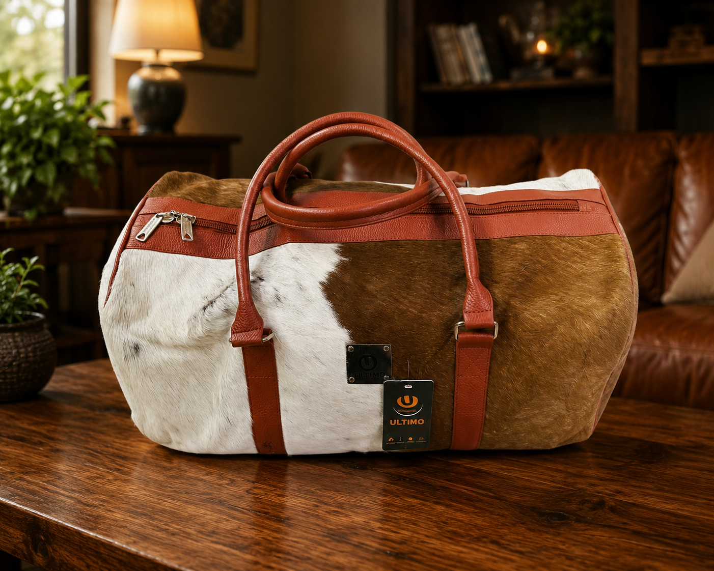 Cowhide Hair-on Duffle Bag Side
