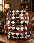 Hair-on Cowhide Patchwork Backpack – Handmade Leather Travel Rucksack