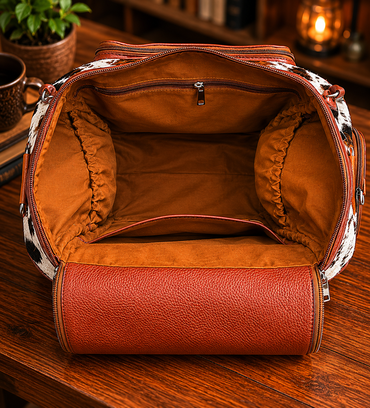 Cowhide Hair-on Leather Backpack Inside 1