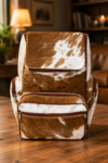 Luxury Hair-on Cowhide Leather Backpack – Handmade Brown Travel Rucksack