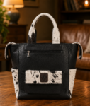 Hair-on Cowhide Leather Backpack Purse – Convertible Black Pebble Leather Travel Bag
