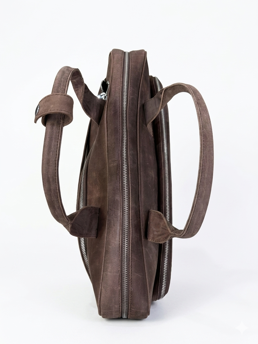 Rustic Brown Laptop Bag Design 2 Side