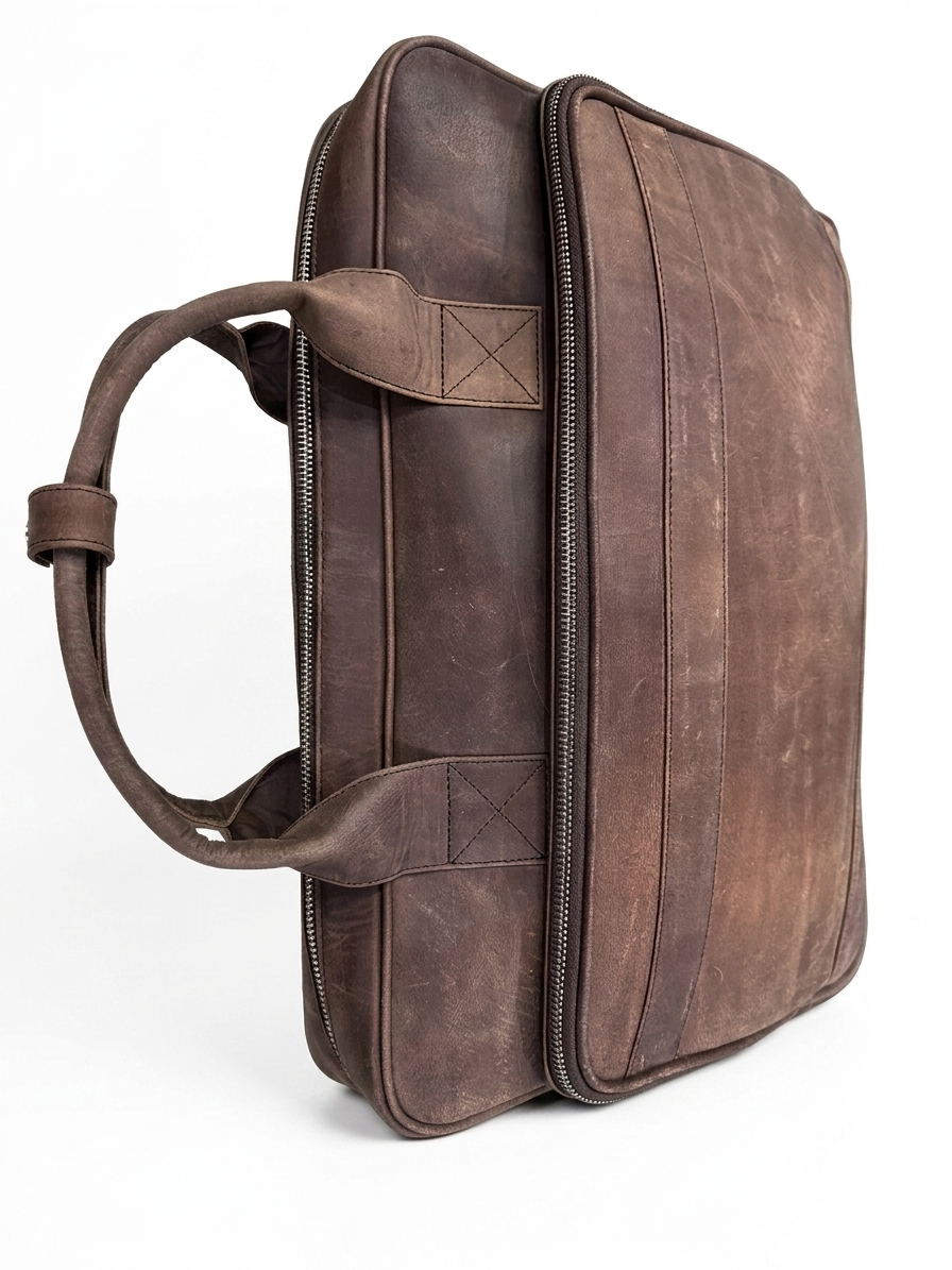 Rustic Brown Laptop Bag Design 2 Top