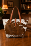 Hair-on Cowhide Leather Tote Bag – Handmade Brown and White Shoulder Handbag