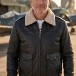 A2 Flight Bomber Black Leather Jacket with Fur Collar