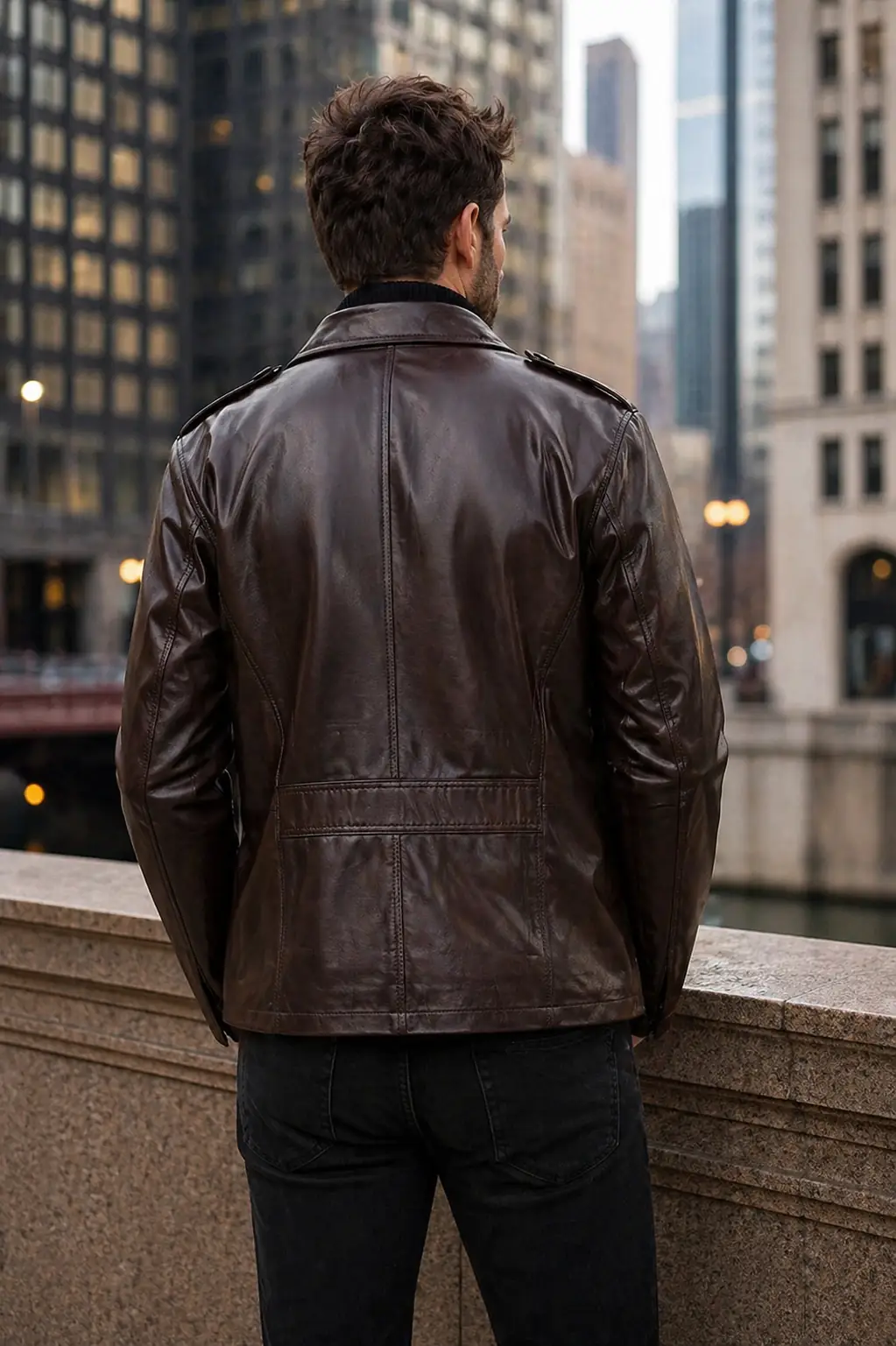 Kingston-Brown-Leather-Coat-Back