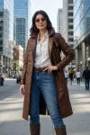 Victoria Chestnut Women's Premium Leather Trench Coat